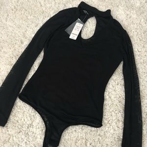 BEBE Long Sleeved Mesh Bodysuit